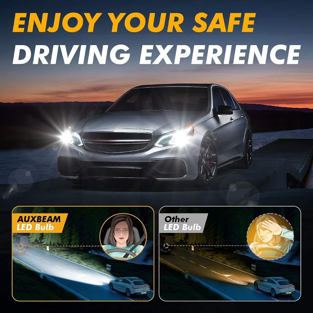 AUXBEAM H11 CSP LED Headlight Bulb White Low Beam Kit 25000LM Super Bright White