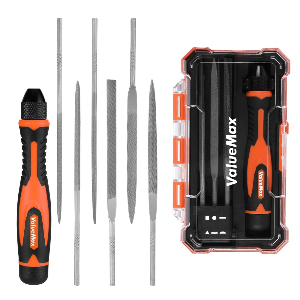 7PIECE Interchangeable Needle File Set Flat Flat Warding Round Half-Round Square