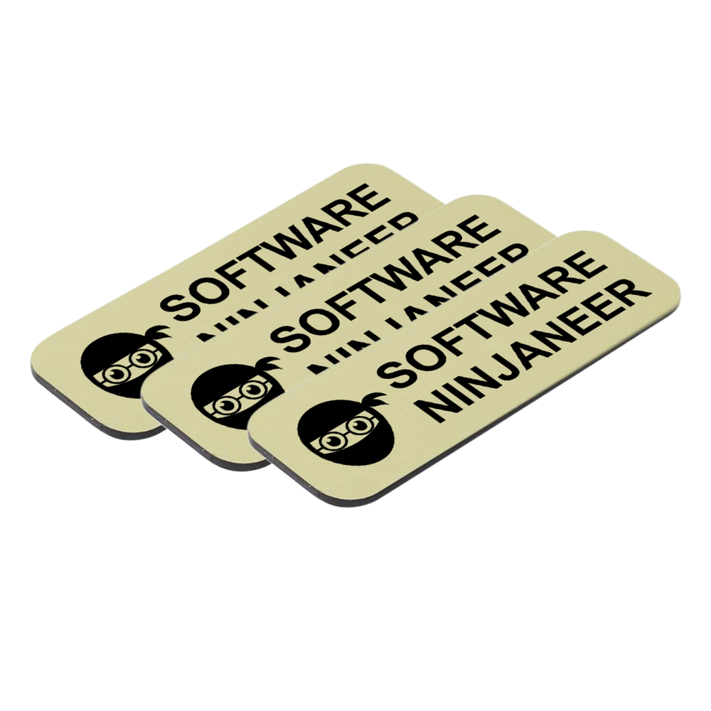 Software Ninjaneer 1 x 3" Name Tag/Badge, (3 Pack)