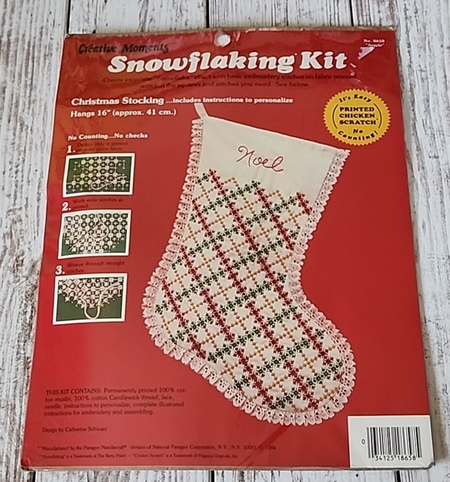 Snow Flaking Stocking Kit Basic Embroidery 1984 Pesonalized Instruction