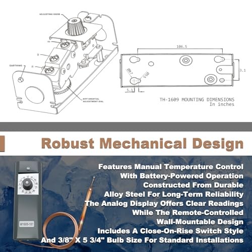 W1609-101 Refrigeration Thermostat Temperature Controller with Remote Bulb & 5