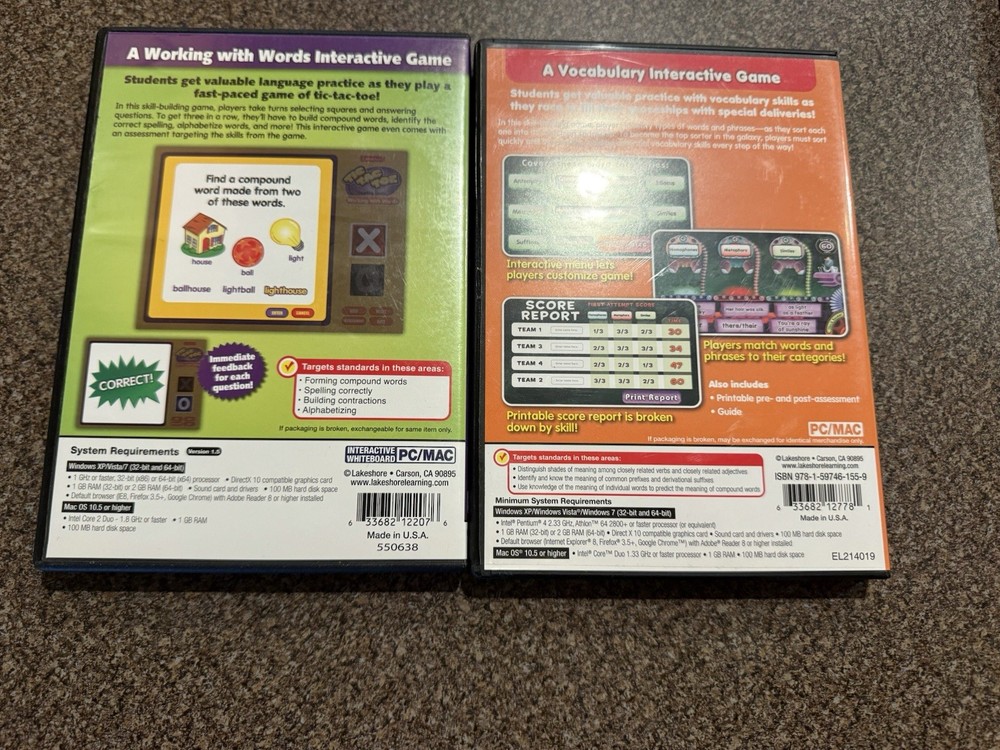 Lot 8 Lakeshore Interactive Educational Games Lot PC/Mac CD Rom Elementary