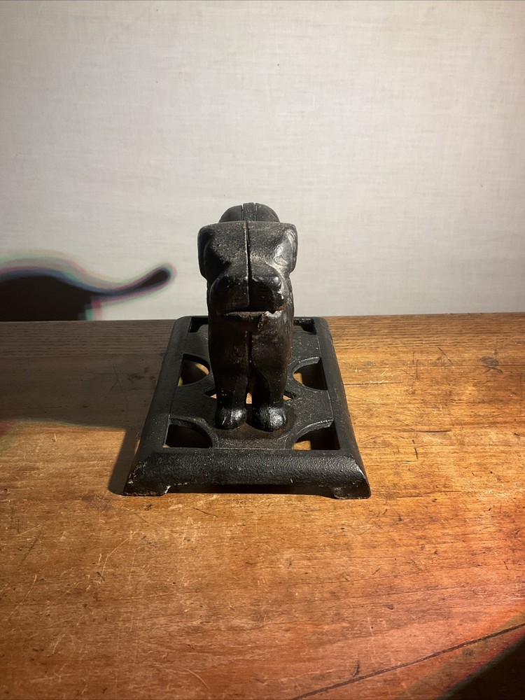 Antique 11.5" Cast Iron Black Labrador Nut Cracker Heavy!
