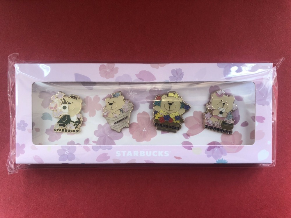 2021 China Starbucks Coffee JD.com store opens 4-piece bear pin gift box -