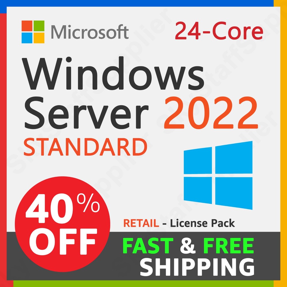 Windows Server 2022 STANDARD 24 Core License +10 Access CALs - NEW SEALED PACK