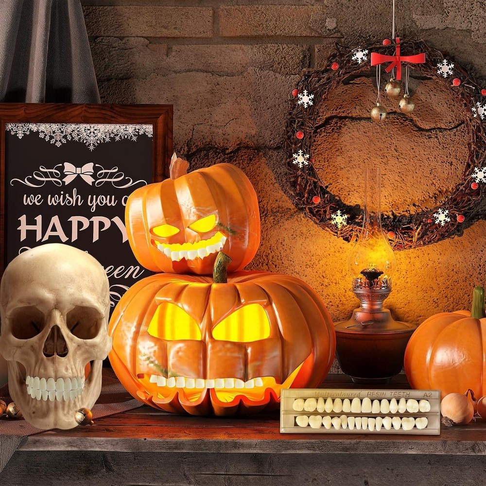 A2 Shade 56 Pcs False Teeth Set - Resin Dentures for Replacement & Props