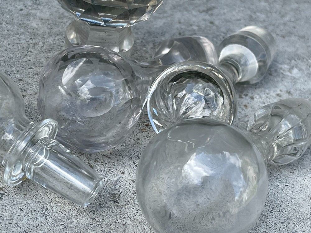 5 Antique glass Bottle Tops