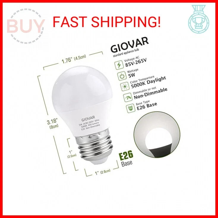 2-Pack LED Refrigerator Light Bulbs 40 Watt Equivalent 120V, A15 Appliance light