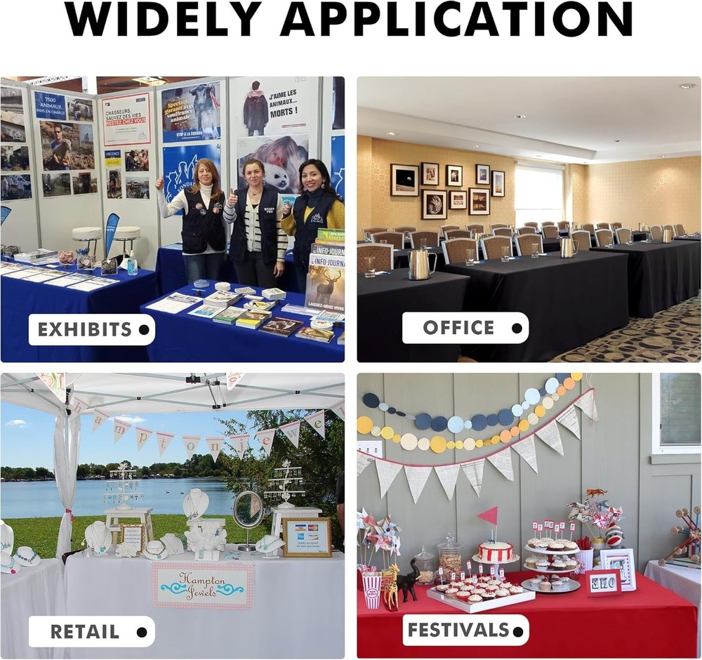 2 Pack Tablecloth for 8FT Trade Show Table Covers-Open Back 2PACK 8FT Black