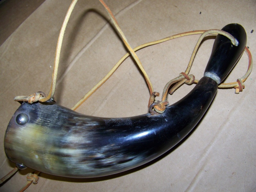 vintage black powder horn