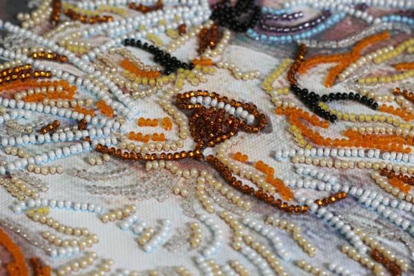 Bead embroidery kit Purr needlework kit Art canvas beadwork pattern