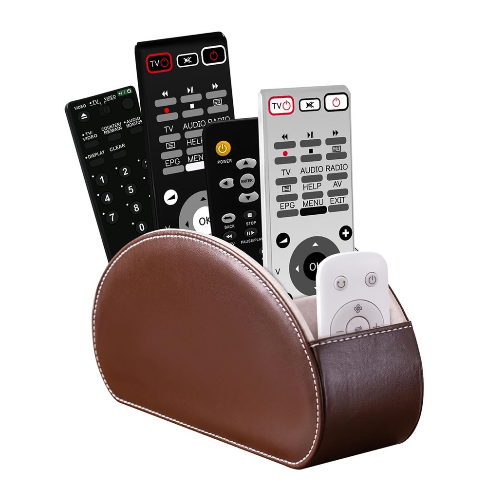 Remote Control Holders Organizer Box with 5 Compartment PU Leather Multi-func...