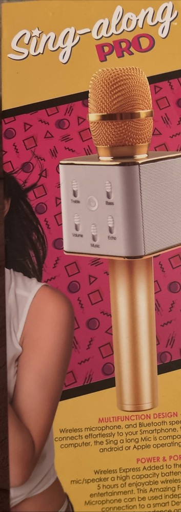 Sing-along PRO Bluetooth Karaoke Microphone and Speaker (Gold)