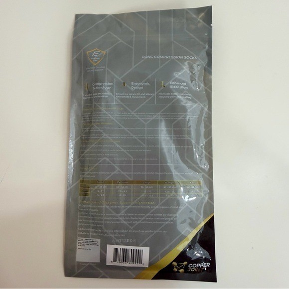 Copper Joint Long Black Compression Socks Size Med