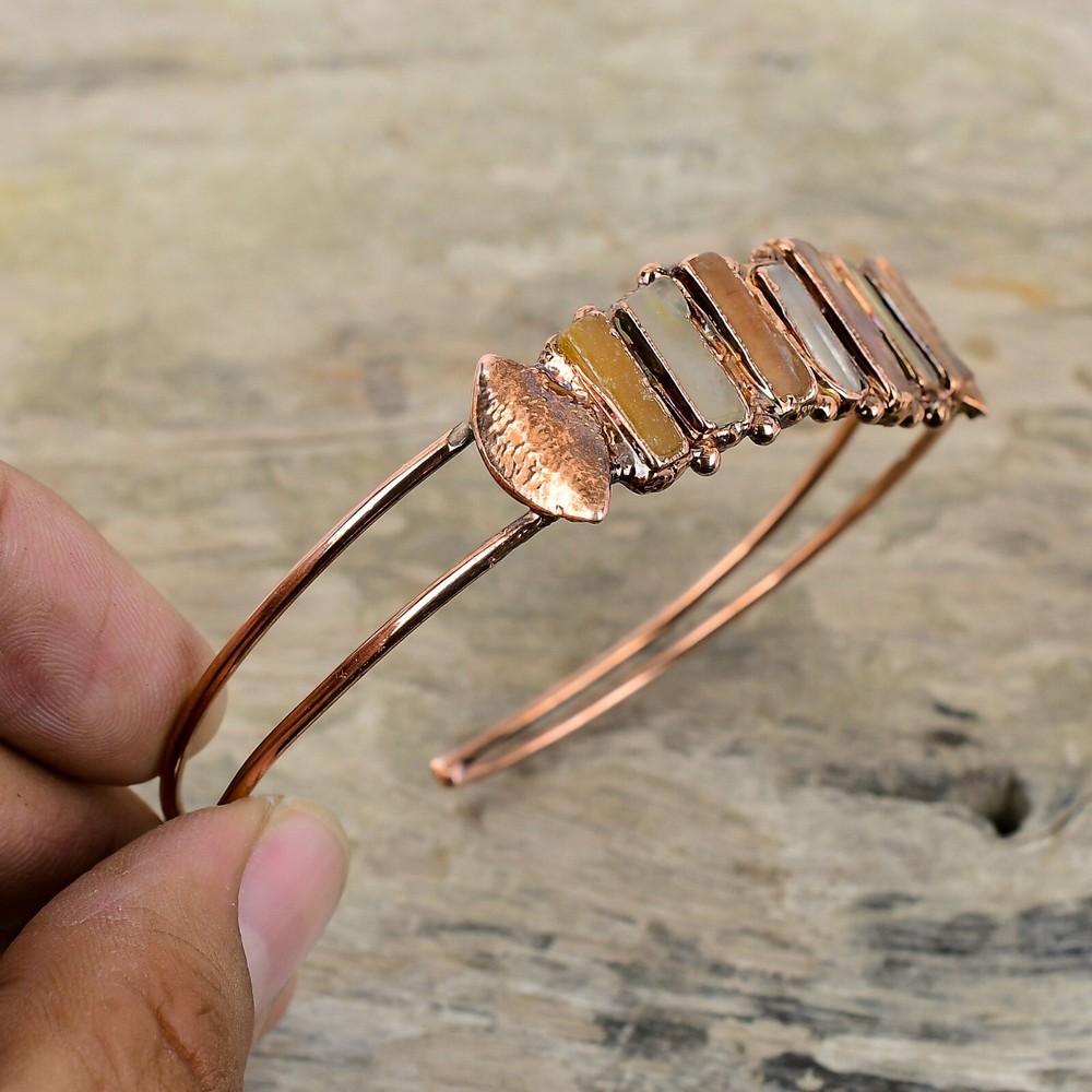Carnelian Rough Jewelry Copper Gift For Mother Electroformed Adjustable Bangle