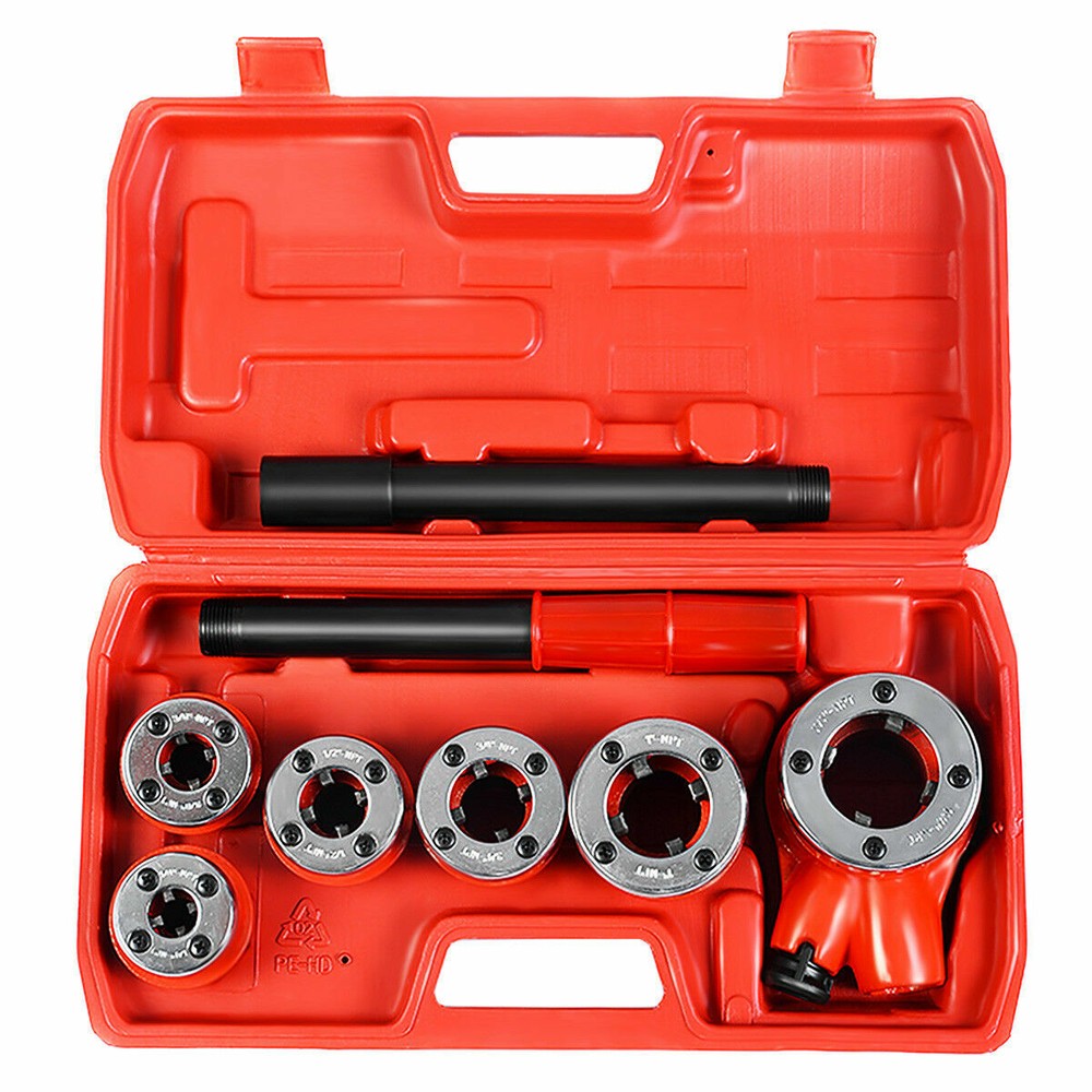 Ratchet Pipe Threader Kit Set w/ 6 Dies & Storage Case