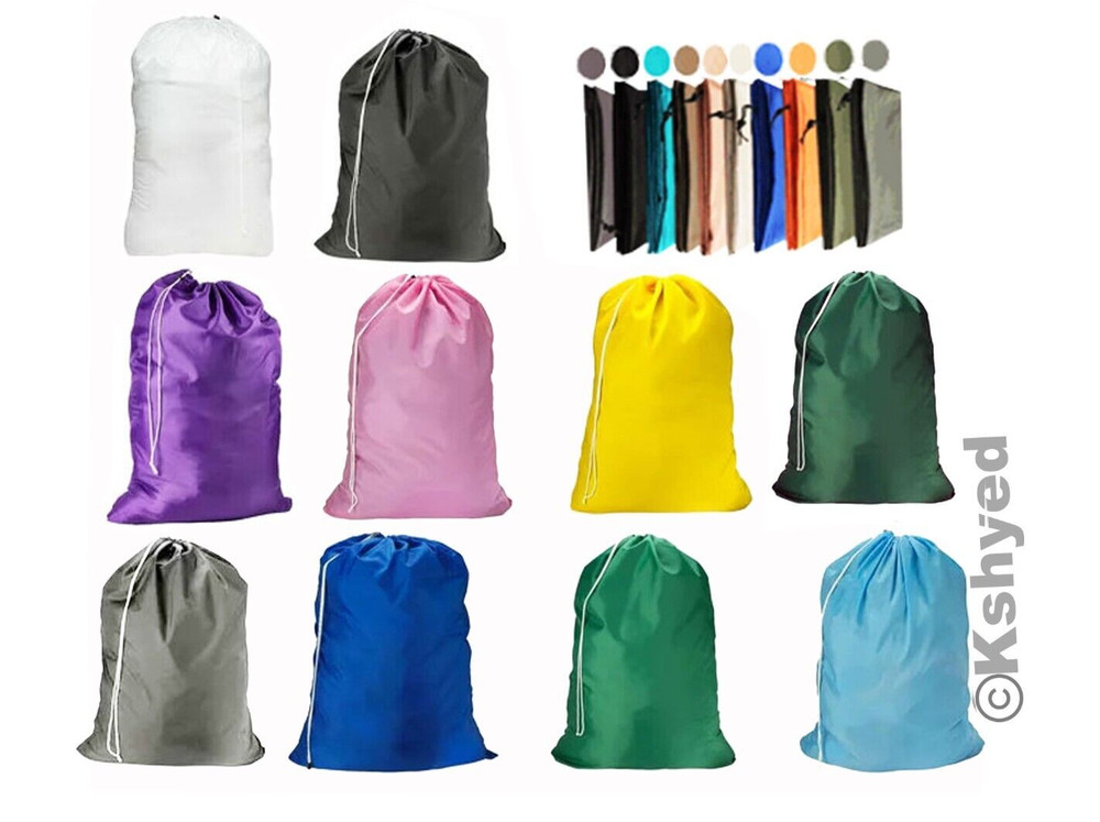 Large 29"X40" Laundry Bag Heavy Duty Nylon With Drawstring Assorted (10 Pack)