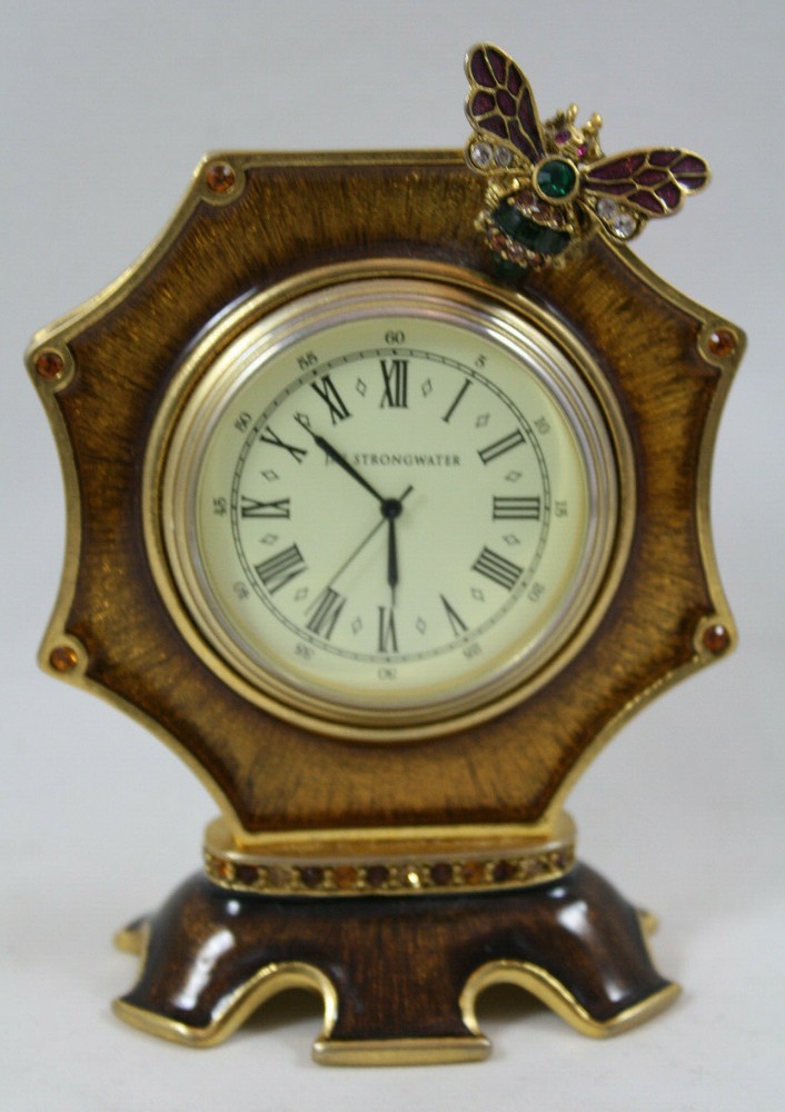 Jay Strongwater Dumont Bee Octagonal Enamel Clock