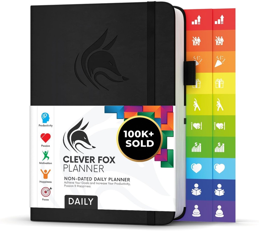Clever Fox Daily Planner – Undated Planning Notebook with Hourly Schedule