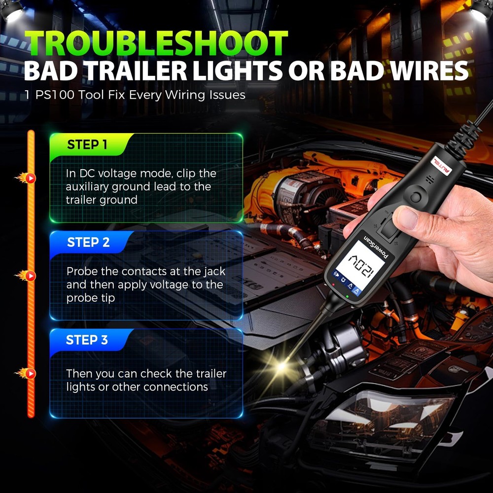 Autel PowerScan PS100 Diagnostic Electrical System 12/24V Circuit Tester Tool