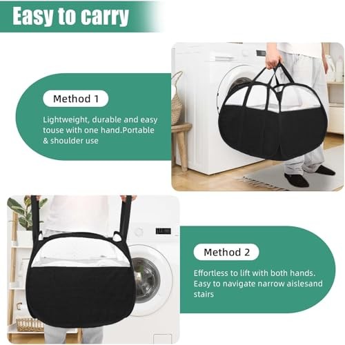 Collapsible Laundry Baskets, Tear Proof Pop Up Laundry Hamper with Square Black