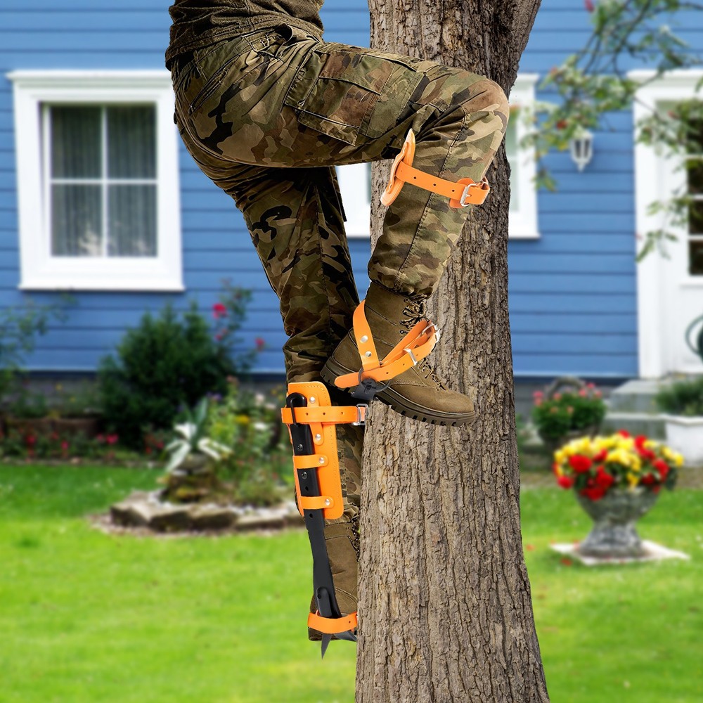 Adjustable Tree Climbing Spike Set Pole Climbing Spurs Steel Climber Strap Gaffs