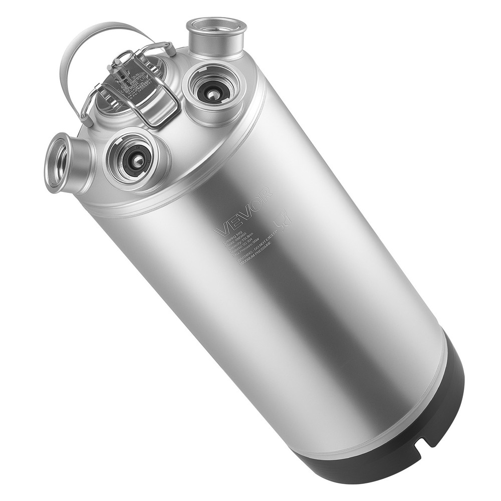 VEVOR Cleaning Keg 5 Gallon Beer Lines Cleaner with 4 D Couplers & Rubber Base