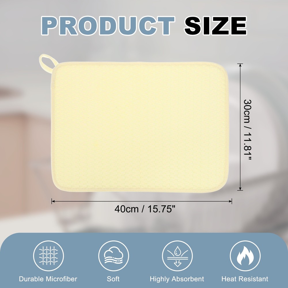 Microfiber Dish Drying Mat,16 x 12 Inch Absorbent Dish Drying Mat, Yellow