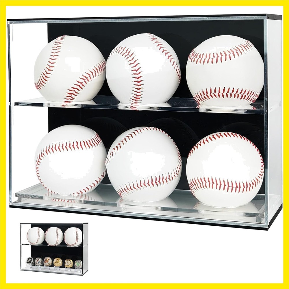 Acrylic Baseball Display Case - Wall Holder, Clear Ring Display Case, Dual Fu...