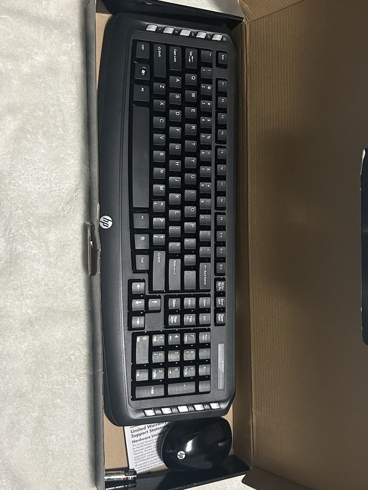 HP Wireless Classic Desktop Keyboard Mouse Bundle, Adjustable Height, QWERTY, B…