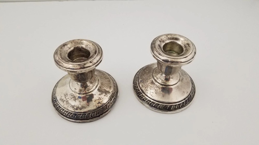 Crown Sterling Silver Weighted Candlesticks 434.1 grams