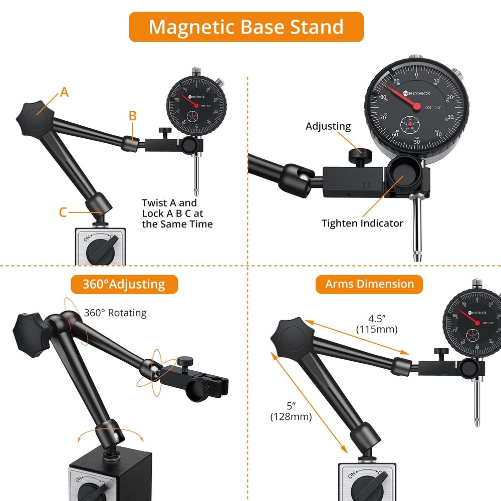 Neoteck 1'' Digital Indicator+ Black Dial Indicator Set