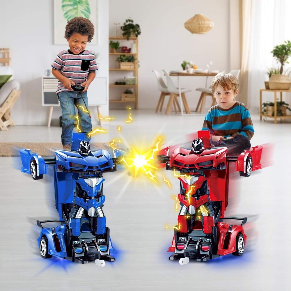 Remote Control Transform Robot Car Toy for Kids with Dazzling Light 360°Rotating