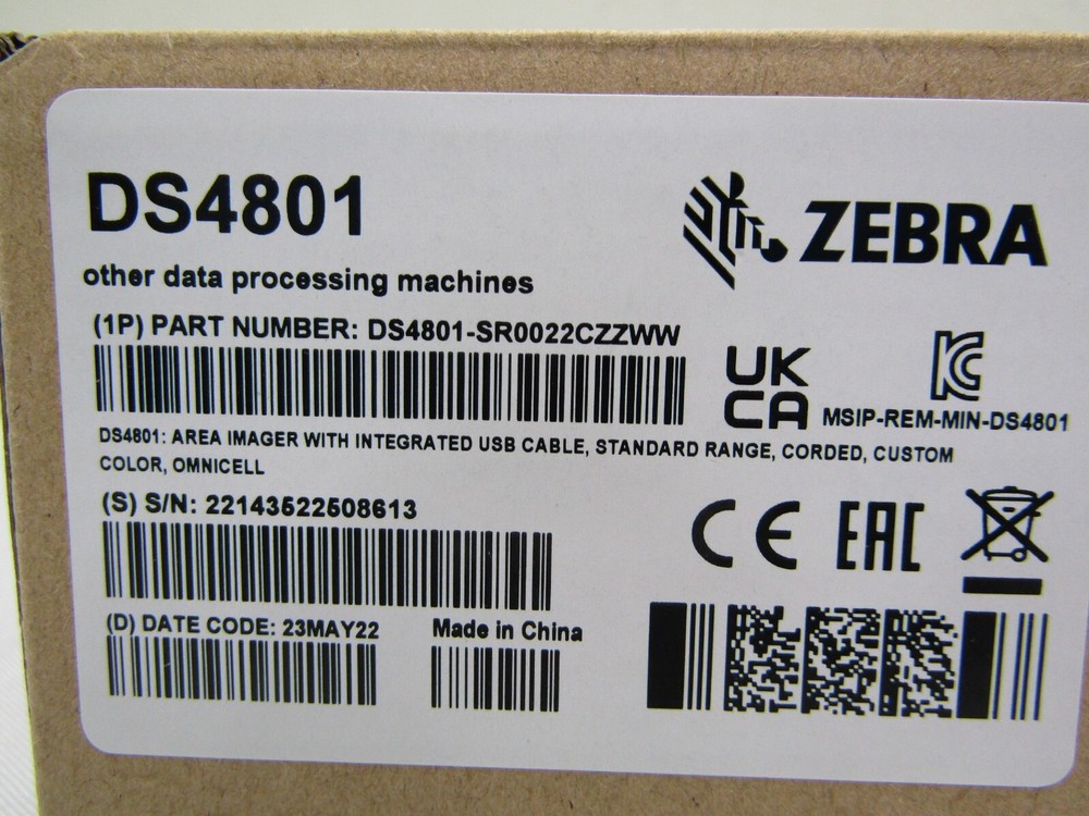 Zebra DS4801, 2D Handheld Barcode Scanner, DS4800 Series White With Accessories