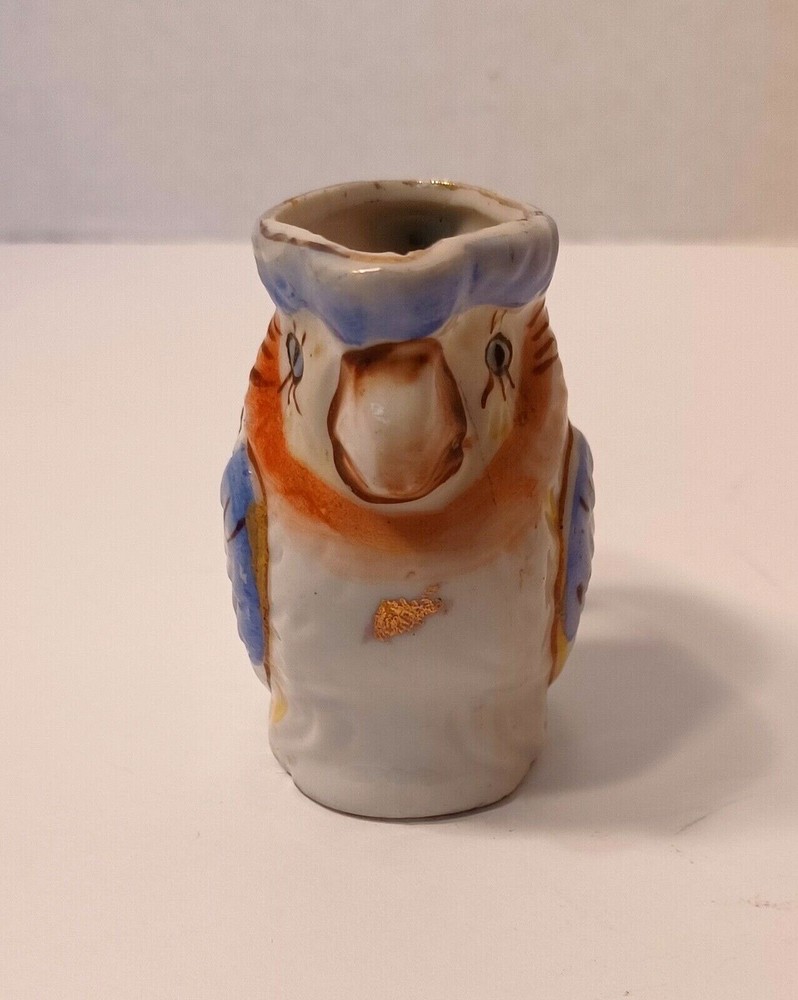 Vintage Parrot Small Ceramic Pitcher with Handle Japan Approx. 2 5/8"