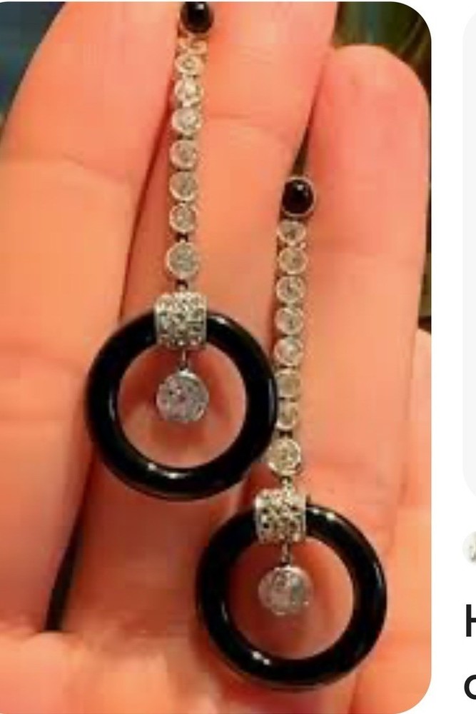 Feature a Important Circle Design White CZ Drop Dangle Fine Earrings 935 Silver