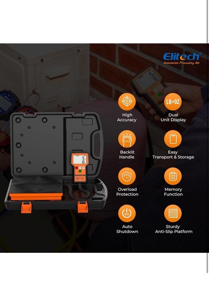 Elitech LMC-100F+ Refrigerant Charging Weight Scale 110Lbs