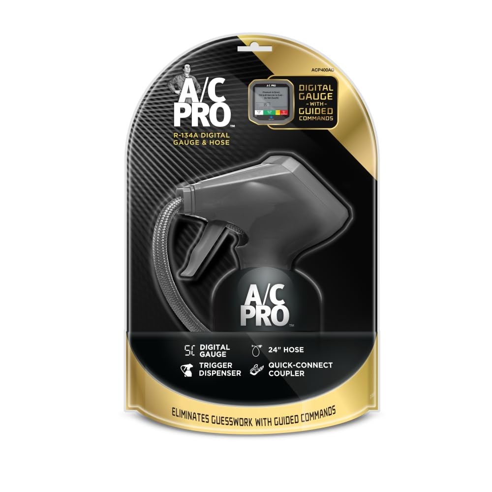 Ac Pro R134a Digital Gauge With Hose Trigger Dispenser Quick Connect Coupler