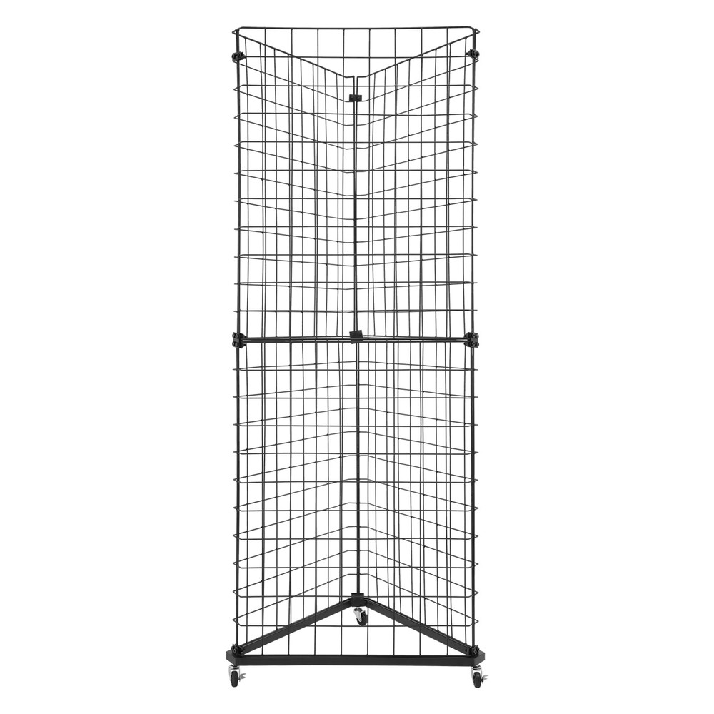 Wire Grid Panel Tower Triangle Display Stand Black Display Rack Corner Shelf