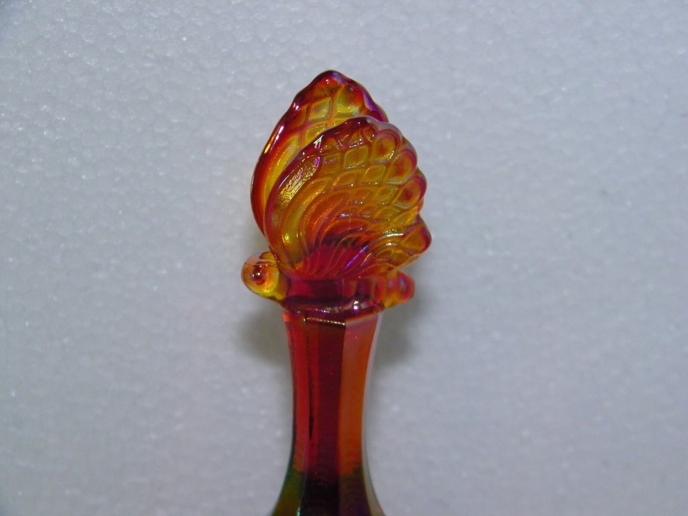 Fenton Draped Bell Ruby Red Amberina Yellow Butterfly Finial