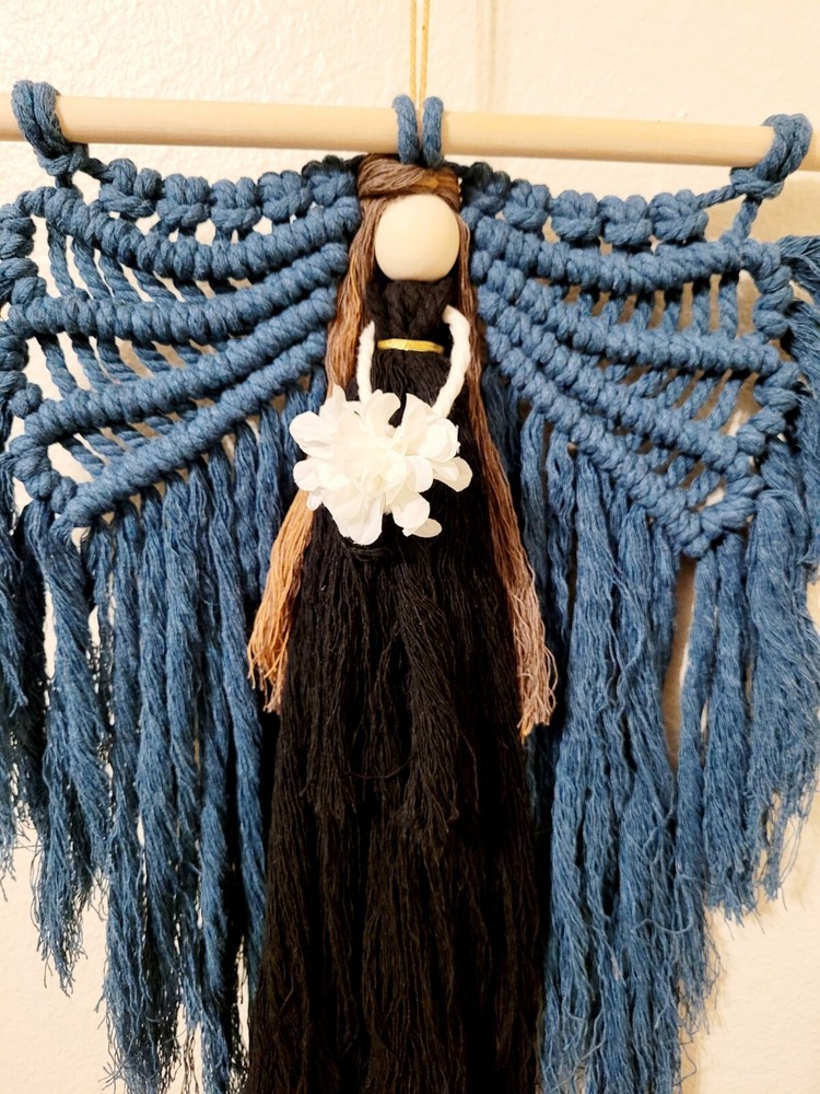Macrame Handmade Wall Hanging Decor Crocheted Angel Doll Made From Cotton Thread