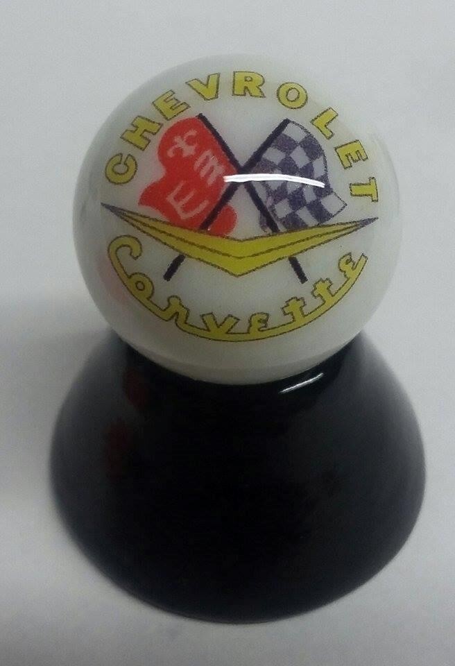 Corvette 1" Glass Logo Marble w/ Stand