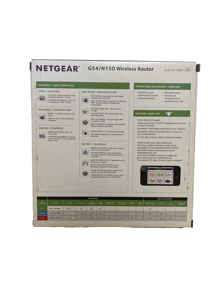 NetGear G54/N150 Wireless Router WNR1000