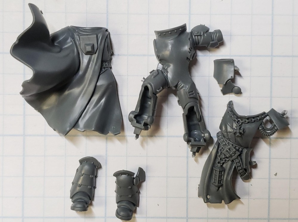 Warhammer 40k Black Templar Bits Marshal Power Armor Torso Legs Cape Set