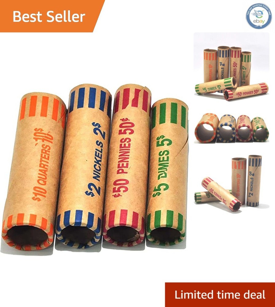 Durable 256 Assorted Coin Wrapper Rolls - Crush Resistant and Easy to Use