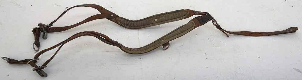 Original Postwar Austrian Leather Y-Strap Harness Marked Stolla Wien