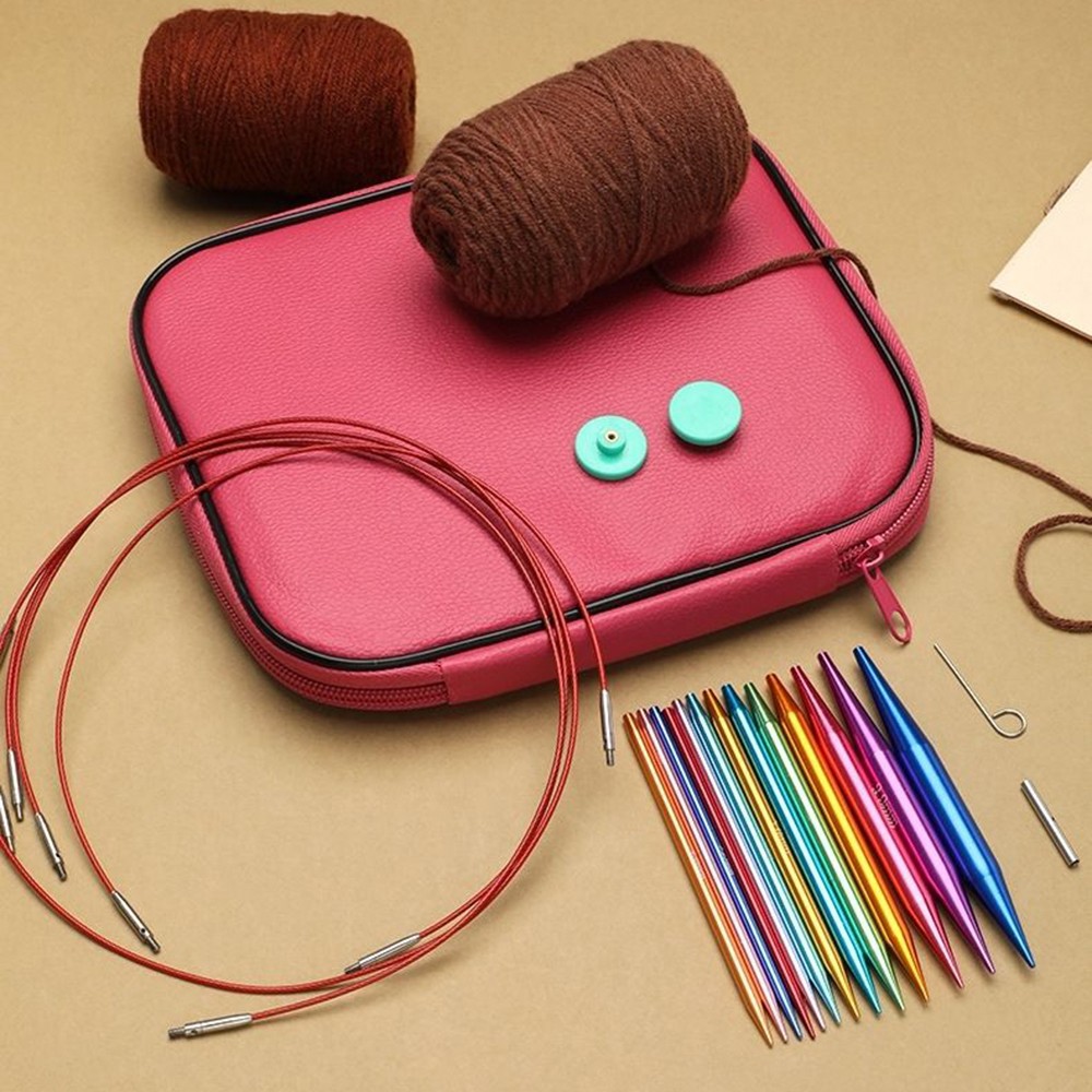 Crochet Tool Set for Knitting Projects with 13 Pairs of Interchangeable Hooks