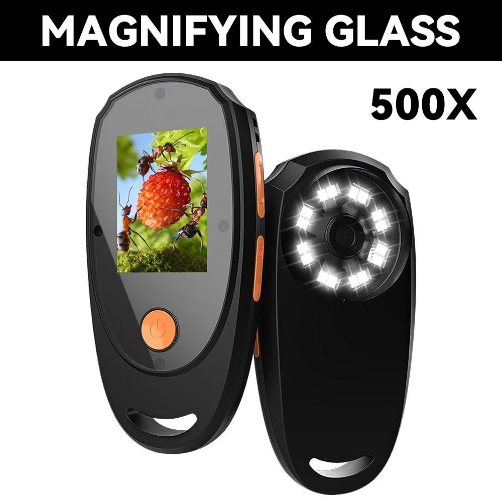 500X Handheld Digital Microscope 2 Inch IPS Screen Electronic Coin LED Magnifier