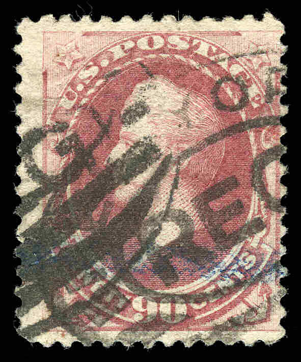 US # 191  90¢ Perry, Fine Used, faulty