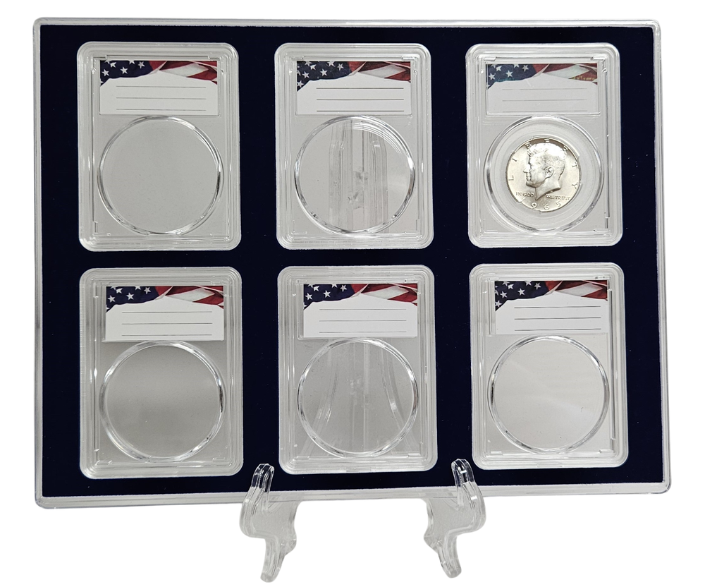 Coin Display Storage Case for US Half Dollars - Includes Six 30mm Slabs